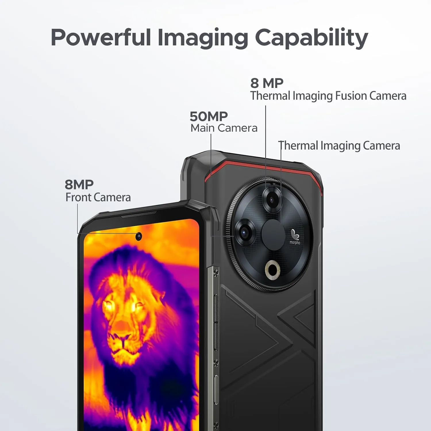 DOOGEE Fire 6 Rugged Phone with Thermal Image Camera,10400mAh,16GB 256GB Android 14 Cell Phone Unlocked,50MP AI Camera,6.56" HD IPS Display Rugged Smartphone,IP68 Waterproof Phone,Face Unlock/OTG