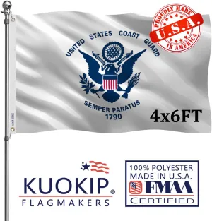 Double Sided US Coast Guard Military Flag 4x6 Outdoor Heavy Duty 3Ply Polyester United States Coast Guard USCG Flags Banners with 2 Brass Grommets