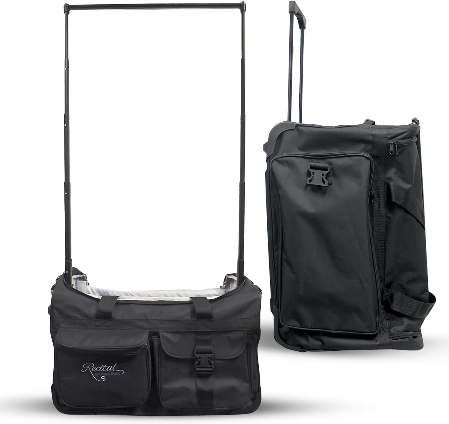 Dream Duffel Recital Collapsible Duffel, Dance Bag with Telescoping Garment Rack, Collapsible Body, Exterior & Interior Pockets, 27”x17”x16”, Black