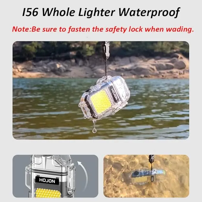 Dual Arc Lighter with LED Flashlight 2 in 1 Plasma Lighter USB Rechargeable Lighter Flameless Waterproof Windproof Mini Electric Lighter for Cigar Cigarette Camping Outdoor Activities (Luminous)