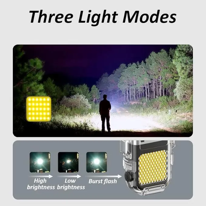 Dual Arc Lighter with LED Flashlight 2 in 1 Plasma Lighter USB Rechargeable Lighter Flameless Waterproof Windproof Mini Electric Lighter for Cigar Cigarette Camping Outdoor Activities (Luminous)
