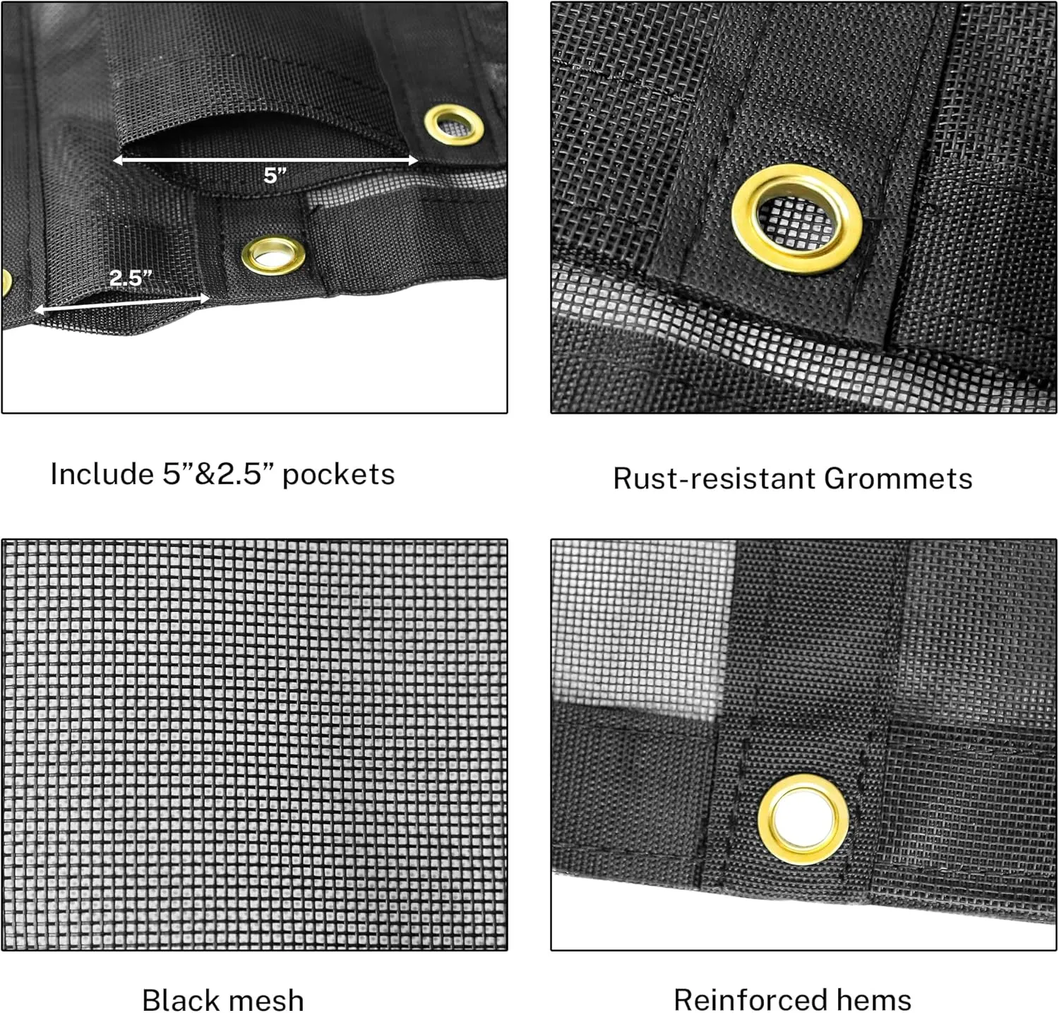 Dump Truck Mesh Tarp 7'X22' - Heavy Duty Agricultural Tarps Truck Cover with Pocket Reinforced Double Stitch Webbing Ripping Tearing Stop, No Rust Thicker Brass Grommets (Black)
