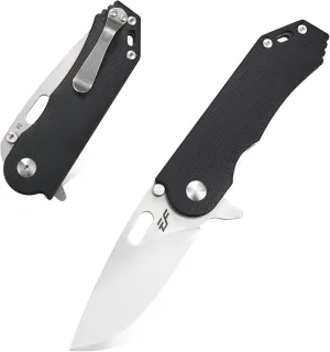 Eafengrow EF32 Folding Knife D2 Steel Blade and G10 Handle Pocket EDC Tool Knife for Working Camping Outdoor Activities(Black)