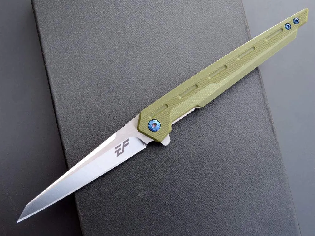Eafengrow EF948 Folding Knife D2 Steel Blade G10 Handle camping Knife Outdoor EDC Tool Knives (Green)