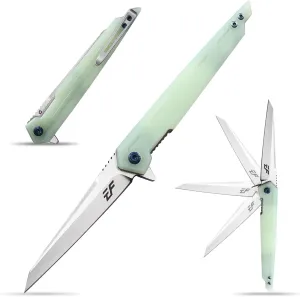 Eafengrow EF948 Folding Knife D2 Steel Blade   G10 Handle camping Knife Outdoor EDC Tool Knives (Jade)
