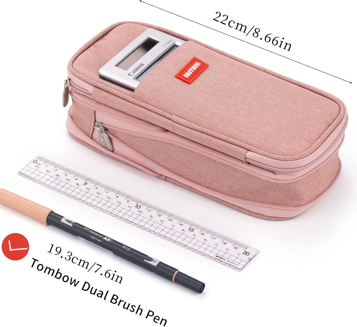 EASTHILL Big Capacity Pencil Case Large Pencil Pouch Stationery Pen Bag for Teen Girls-Deep Pink