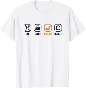 Eat Sleep Origami Repeat Folding Owl Paper Crane Origami T-Shirt
