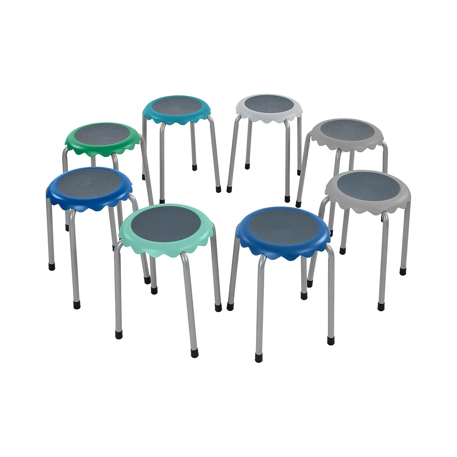 ECR4Kids Daisy Stackable Stool Set, Flexible Seating, Contemporary, 8-Piece