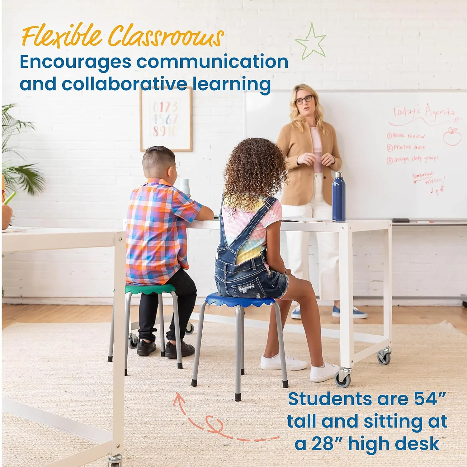 ECR4Kids Daisy Stackable Stool Set, Flexible Seating, Contemporary, 8-Piece
