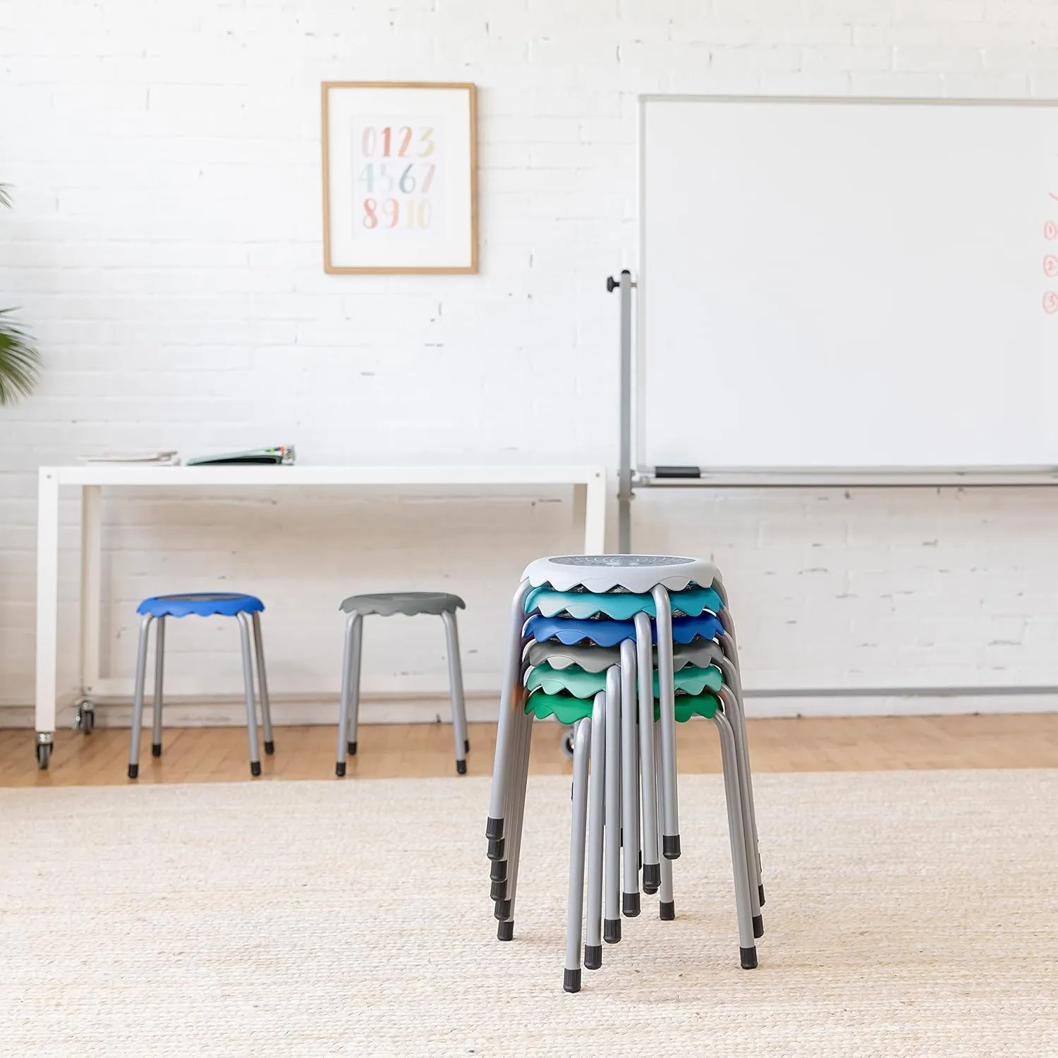 ECR4Kids Daisy Stackable Stool Set, Flexible Seating, Contemporary, 8-Piece