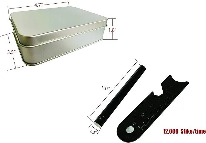 egreen Emergency Fire Starter Ferro Rod Striker Magnesium 6 Bags for Camping Hiking Bushcraft Survival Outdoor Hurricane   Free Tin Box (12 Bags Magnesium   Ferro & Striker)