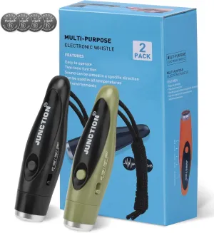 Electronic Whistles 2 Pack, Handheld 3 Tones High Volume Electric Whistles with Lanyard for Teacher, Coaches, Referees, Training Whistle, Loudest Outdoor Emergency Whistle, Sports Whistle Gifts
