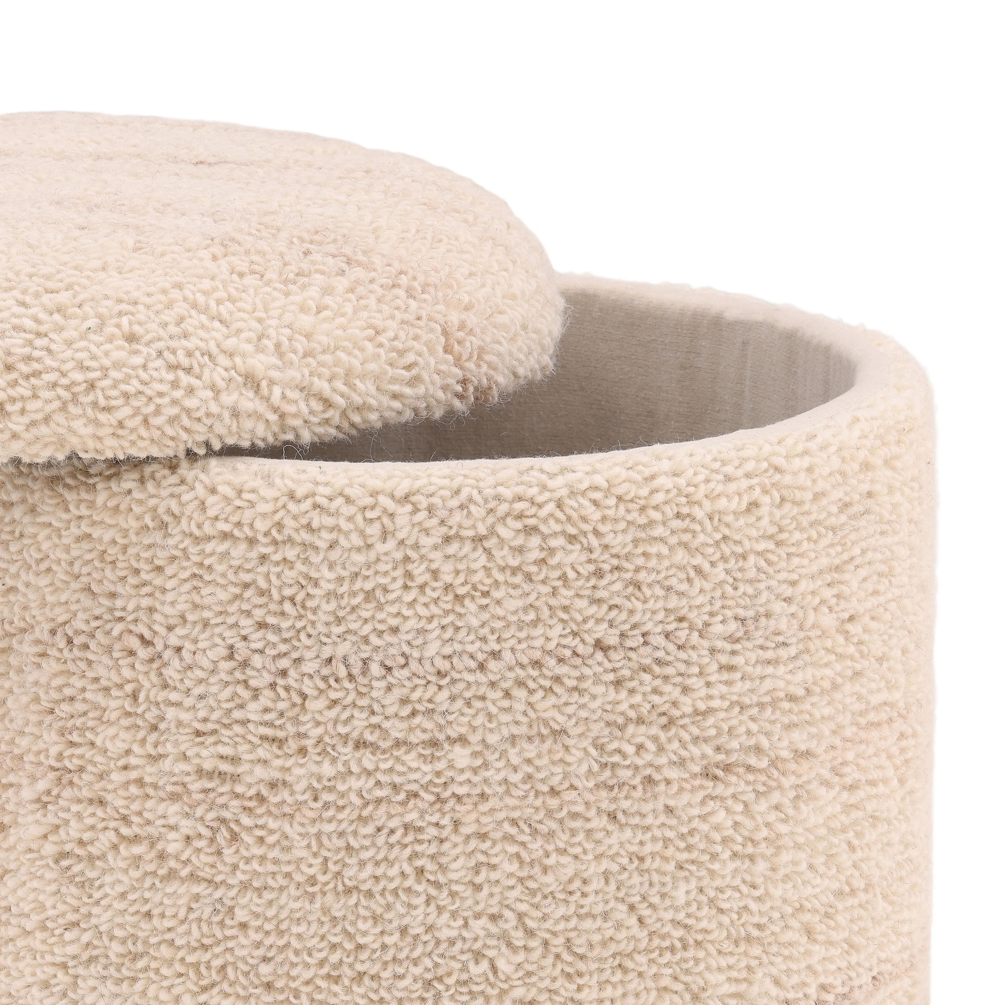 Elegant Ivory Velvet Accent Stool