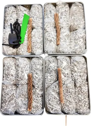 Emergency Fire Starter Magnesium 6 Bags Wax Infused Jute Rope Ferro Rod Striker Saw Wire for Camping Hiking Bushcraft Hurricane   Tin Container
