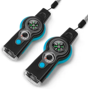 Emergency Survival Function Whistle, Outdoor Multifunctional Tool Safety Whistle with Lanyard, Ideal for Kayaking, Boating, Hiking, Camping, Climbing, Hunting, Fishing
