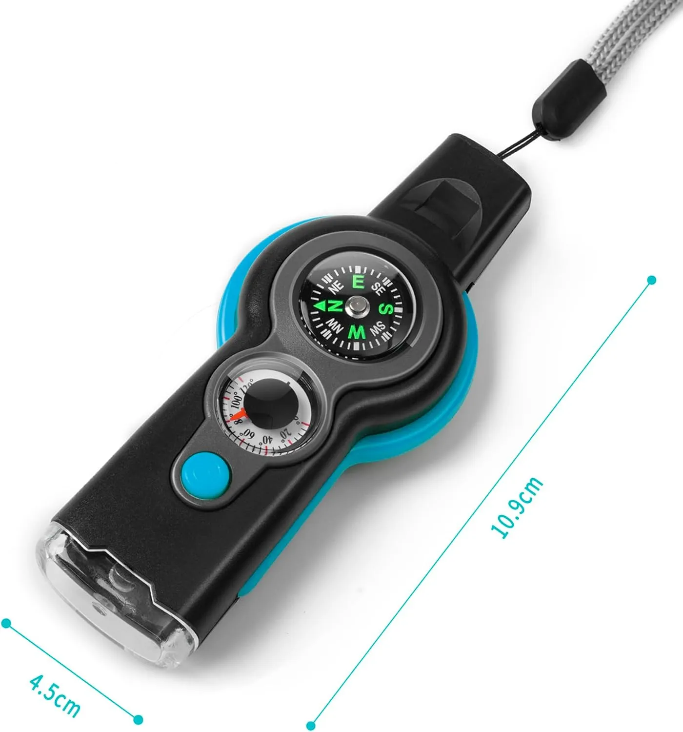 Emergency Survival Function Whistle, Outdoor Multifunctional Tool Safety Whistle with Lanyard, Ideal for Kayaking, Boating, Hiking, Camping, Climbing, Hunting, Fishing