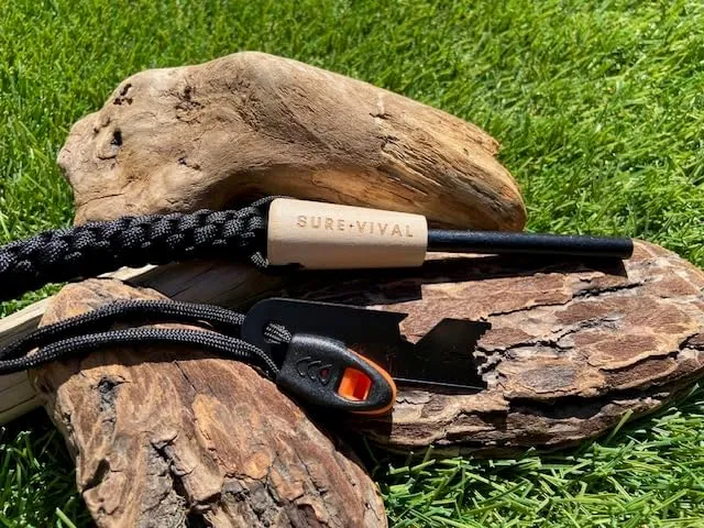 Emergency Waterproof Fire Starter Ferro Rod with Multi-Tool Striker, Hex Wrench, Bottle Opener, Paracord & Whistle for Your Camping, Hiking and Backpacking Gear - Gift for Dad