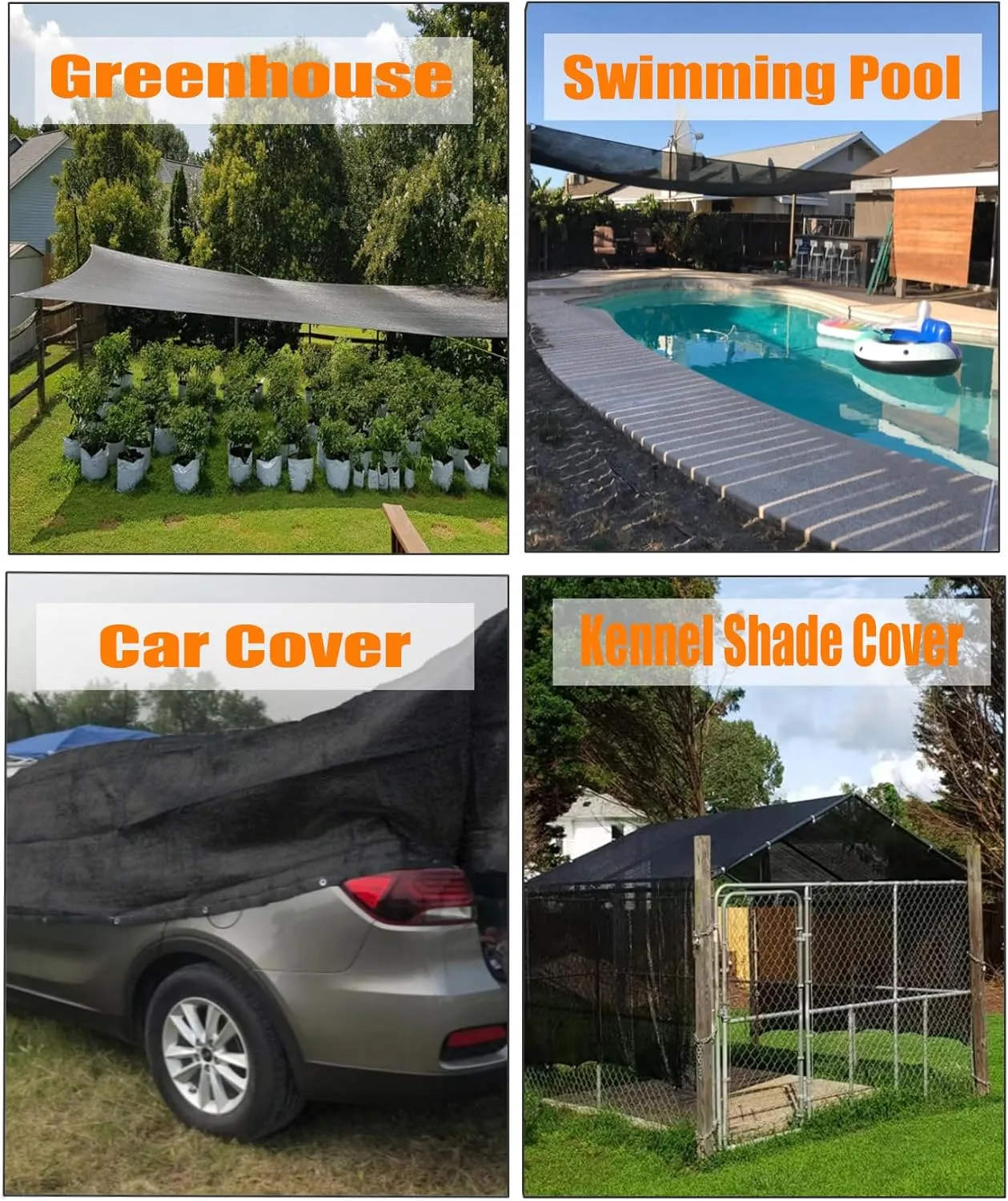 E.share 40%-50% Shade Cloth for Garden, 12 Ft X 6 Ft Sun Shades Outdoor Patio with Grommets for Plant Covers,Porch Screen,Pergola Shade Cover,Greenhouse,Black