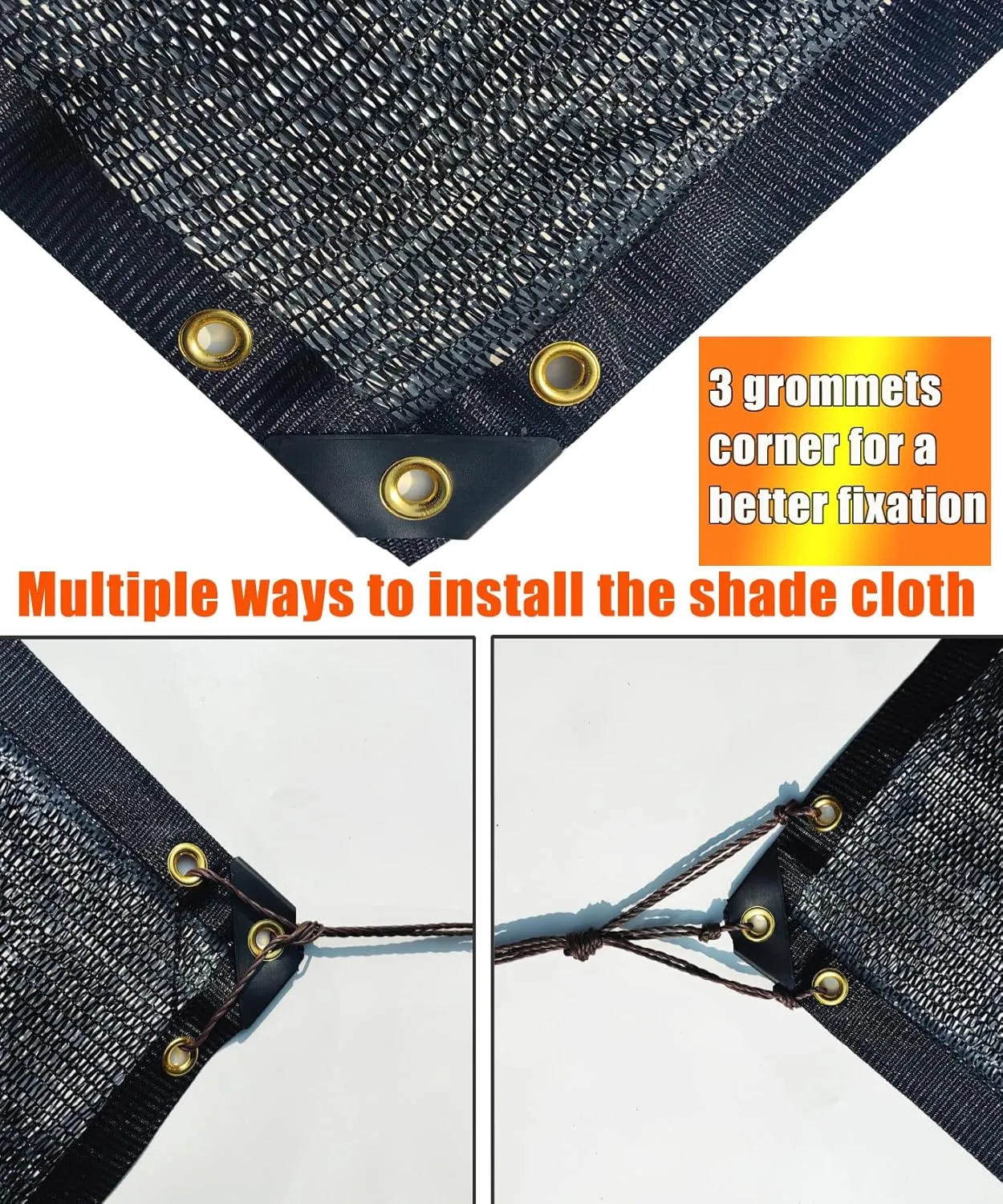 E.share 40%-50% Shade Cloth for Garden, 12 Ft X 6 Ft Sun Shades Outdoor Patio with Grommets for Plant Covers,Porch Screen,Pergola Shade Cover,Greenhouse,Black