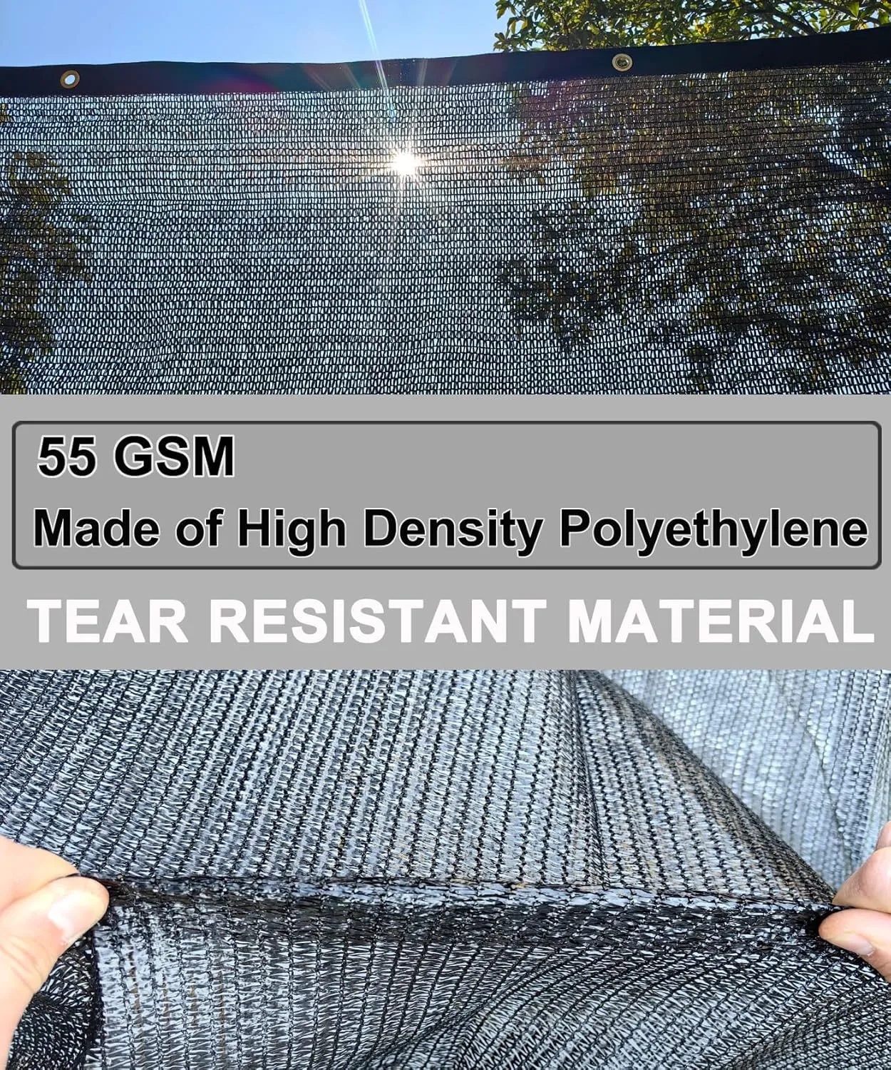 E.share 40%-50% Shade Cloth for Garden, 12 Ft X 6 Ft Sun Shades Outdoor Patio with Grommets for Plant Covers,Porch Screen,Pergola Shade Cover,Greenhouse,Black