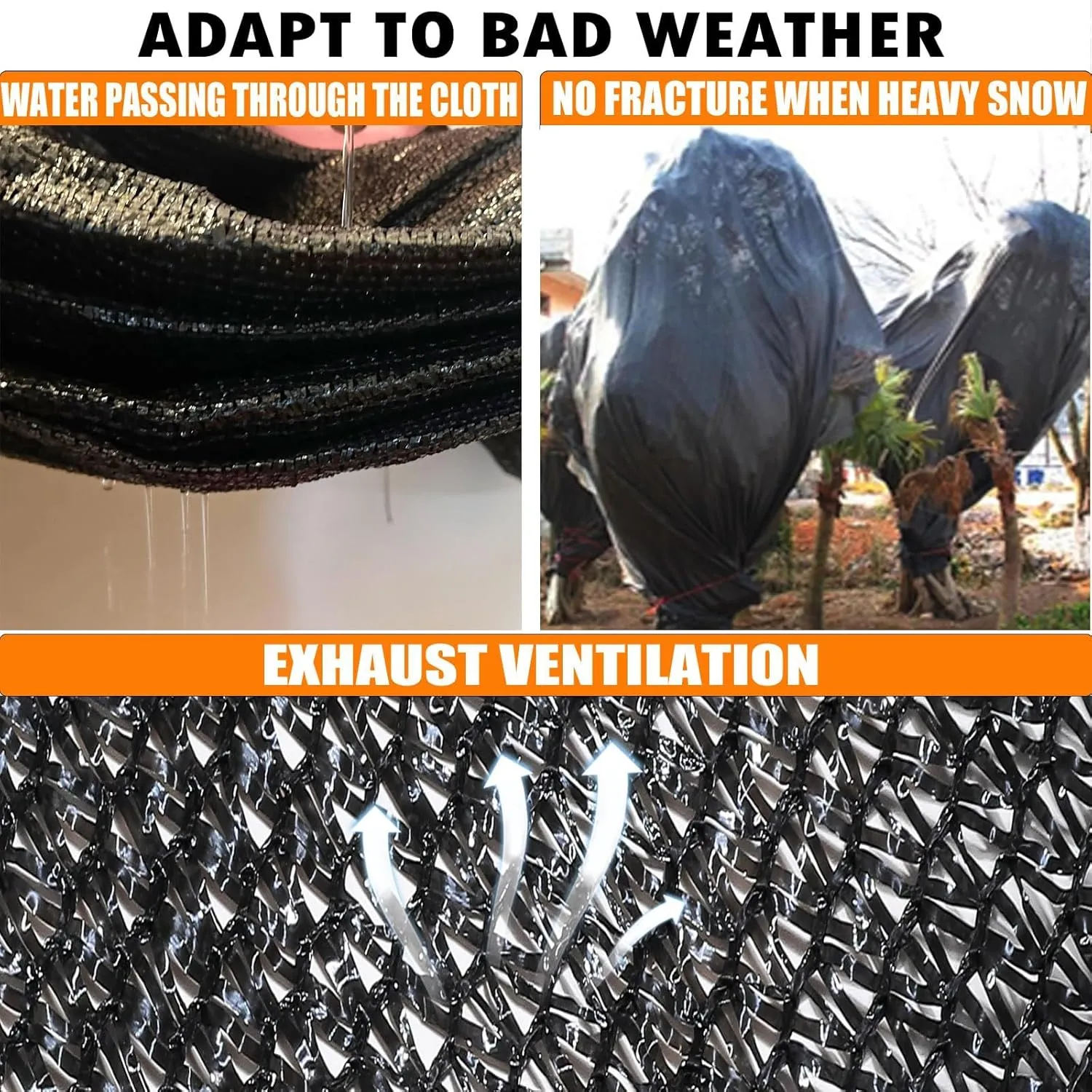 E.share 40%-50% Shade Cloth for Garden, 12 Ft X 6 Ft Sun Shades Outdoor Patio with Grommets for Plant Covers,Porch Screen,Pergola Shade Cover,Greenhouse,Black