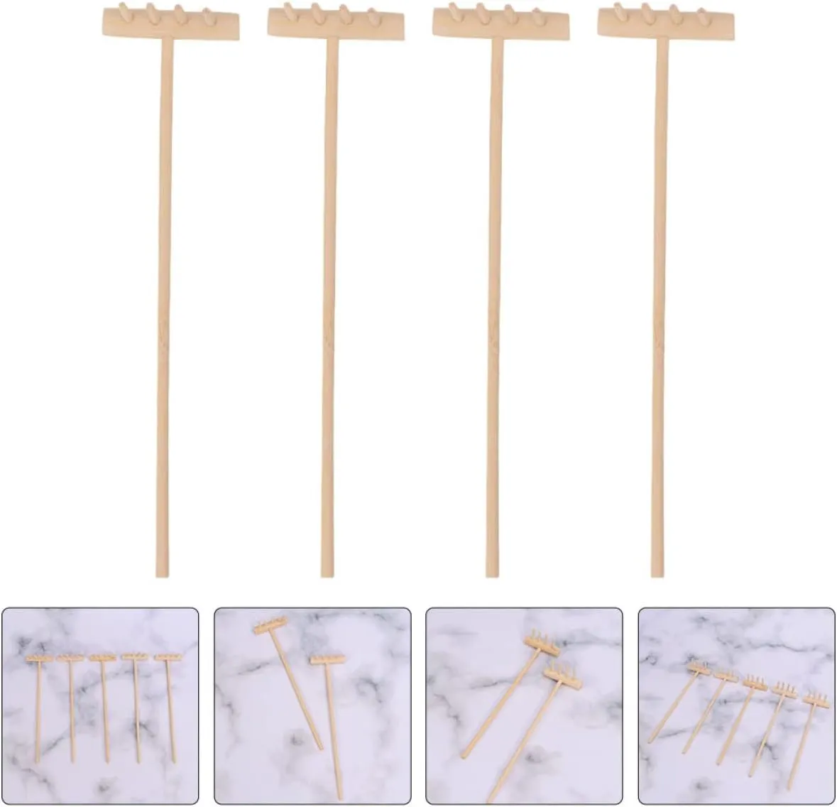 EXCEART Mini Rake Set - 24 Pcs Miniature Sand Garden Tools for Zen Meditation - Bamboo Smooth Toolkit for Kids Sand Tray