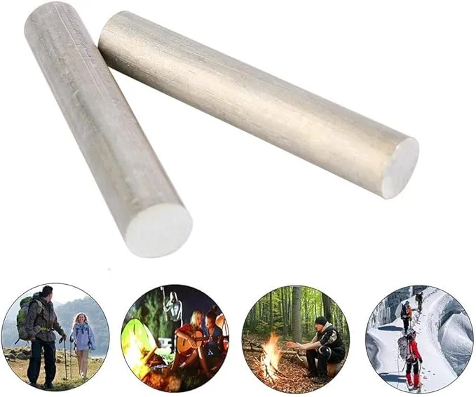 F-ber 5pcs 4inch(100mm)/5inch(127mm) Long OD16mm(0.63") High Purity 99% Magnesium Metal Rod Mg Fire Starter Survival Emergency Rod Well Sparks for Camping Hiking