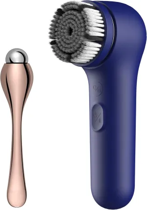 Face Scrubber, NågraCoola 3.0 Facial Cleansing Brush, Waterproof & Rechargeable Face Scrub Brush for Men& Women, Electric Facial Exfoliator with 3 brushes, 3 Intensities, 2 Modes with Eye Rollor-Azure