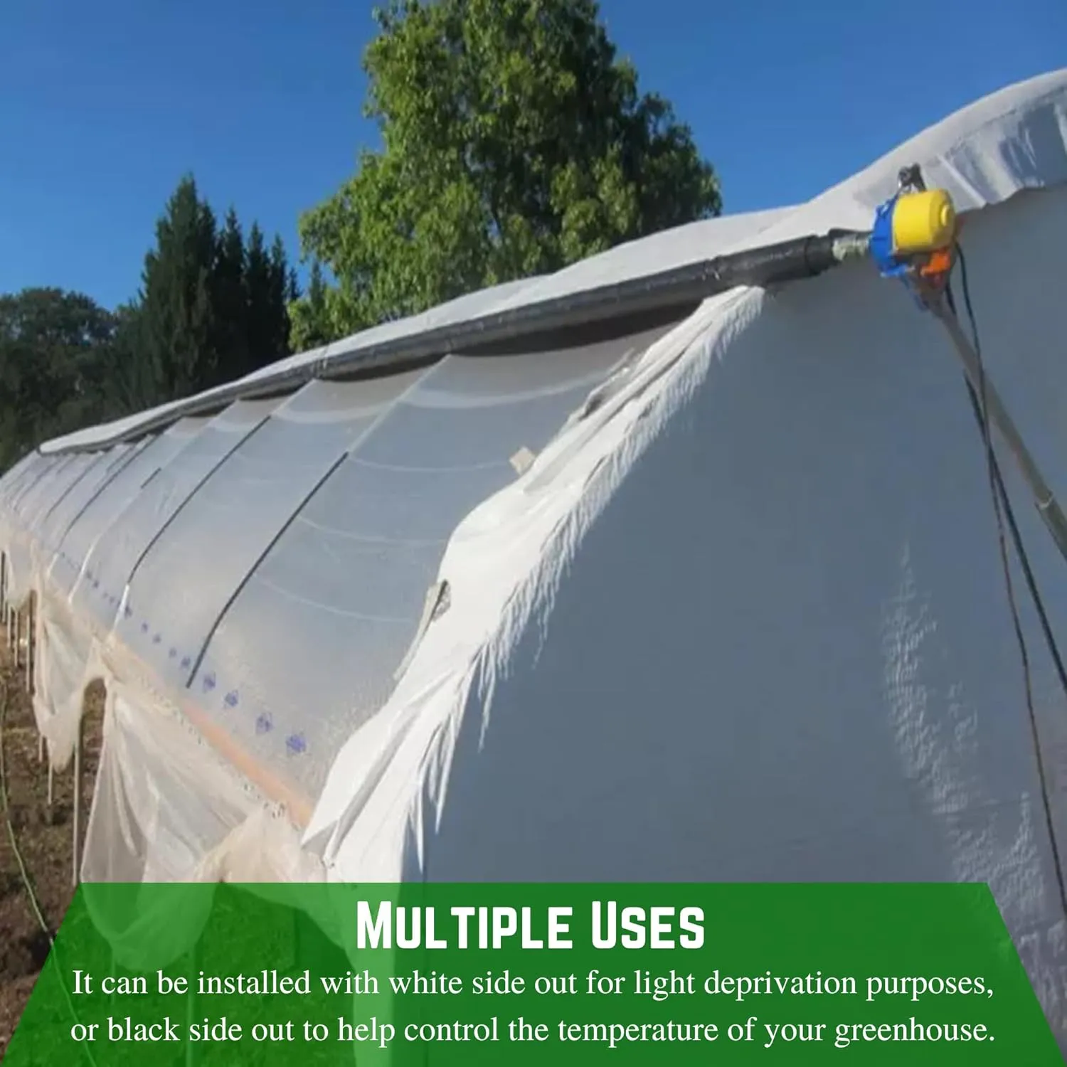 Farm Plastic Supply - Panda Film Light Deprivation Greenhouse Cover - 6 mil - (16' x 25') - 100% Blackout Tarp, Black White Plastic Sheeting, Green House Poly Film