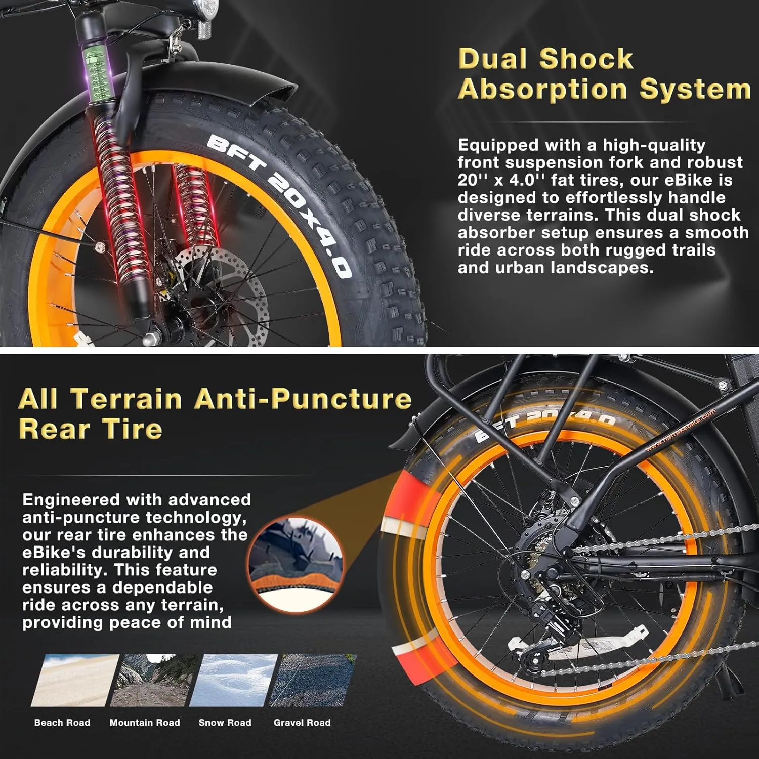 Fat Tire Folding Electric Bike, 48V & 624Wh Lithium Removable Battery, Peak 1100W Brushless Motor, Max Speed 28Mph, M5 Large LCD Display, Suspension, Step-Over/Thru Frame