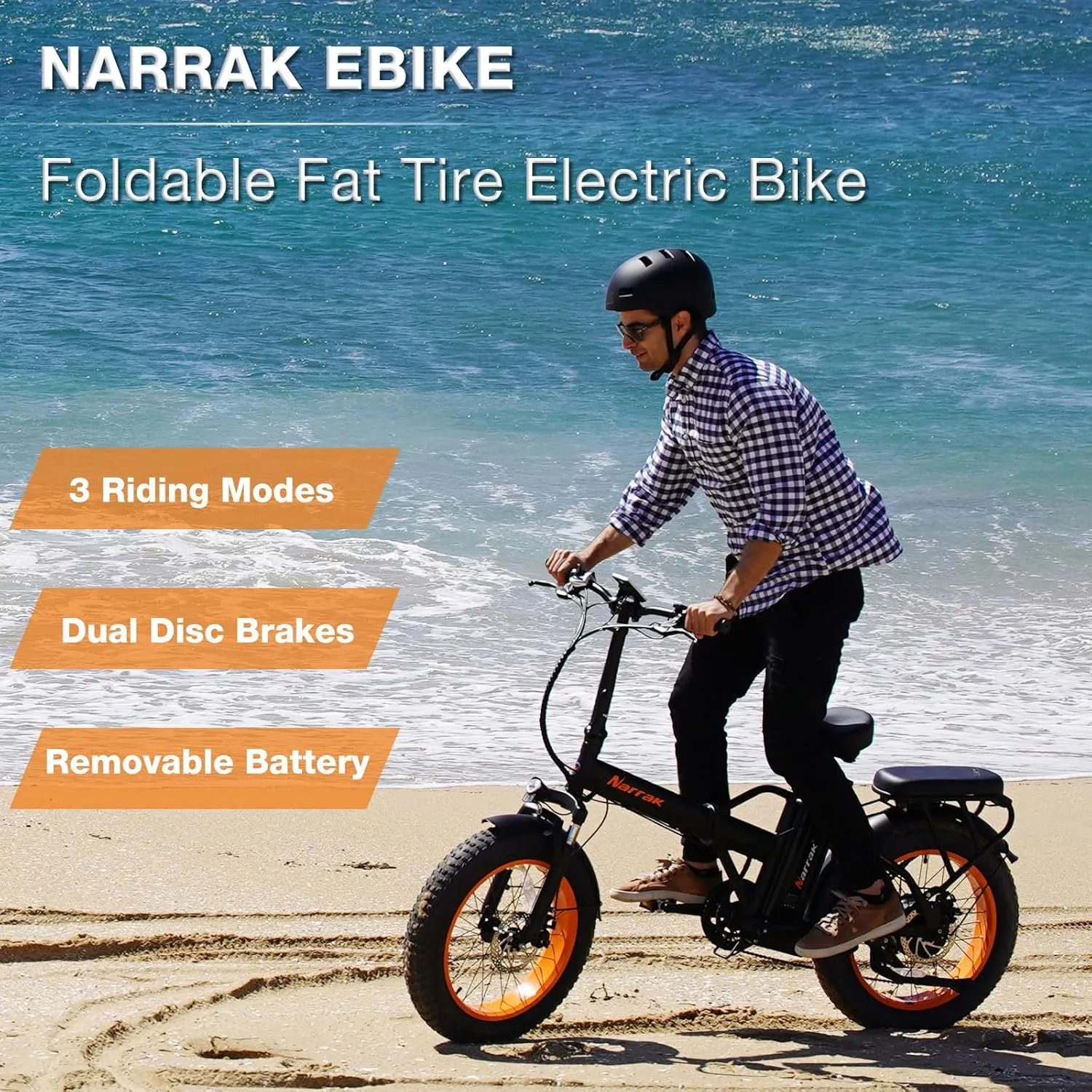Fat Tire Folding Electric Bike, 48V & 624Wh Lithium Removable Battery, Peak 1100W Brushless Motor, Max Speed 28Mph, M5 Large LCD Display, Suspension, Step-Over/Thru Frame