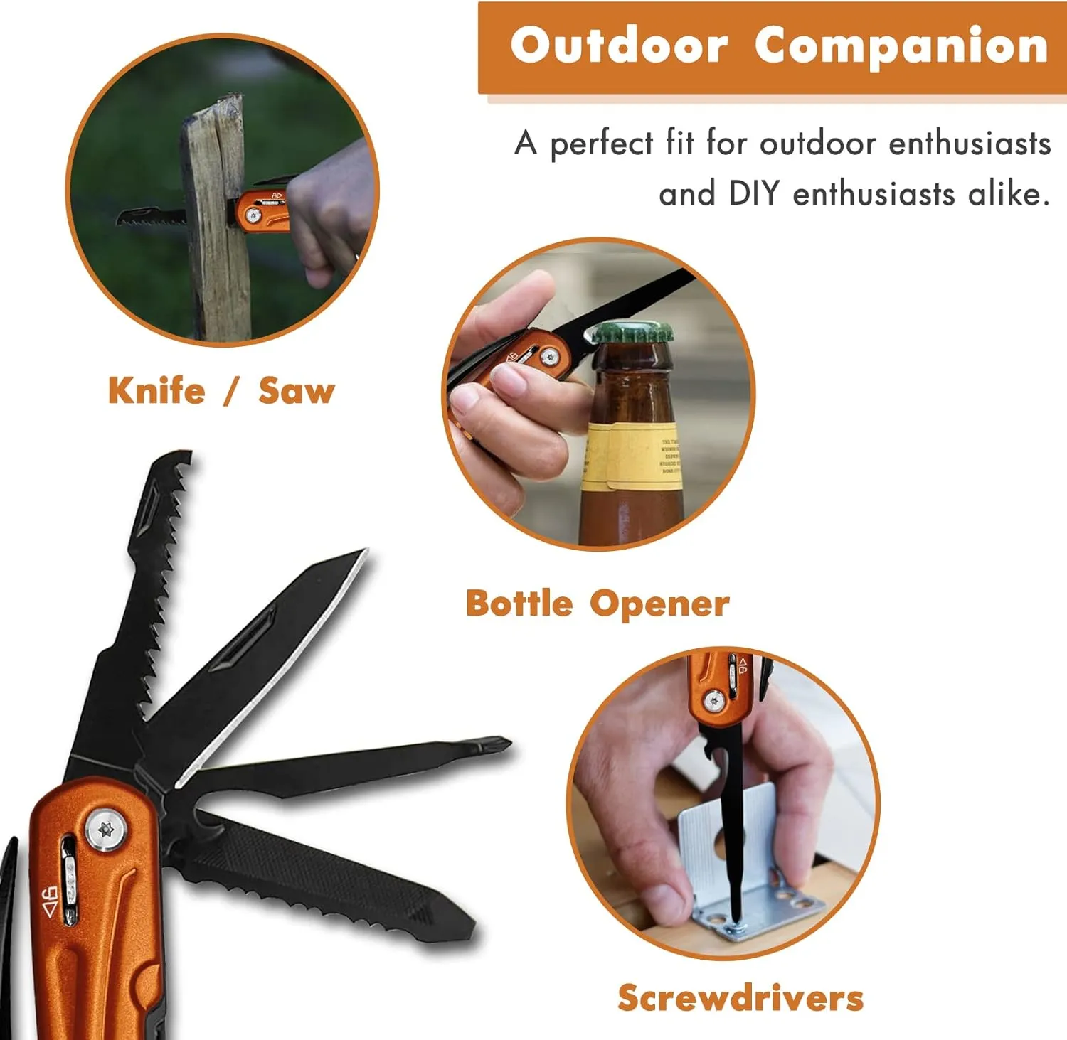 Father's Day Gifts for Men from Daughter Son Wife, Hammer Multitool Cool Gadgets Multi Tool with Gift Box Carrying Case Birthday Stocking Stuffers for Husband Him(Orange)