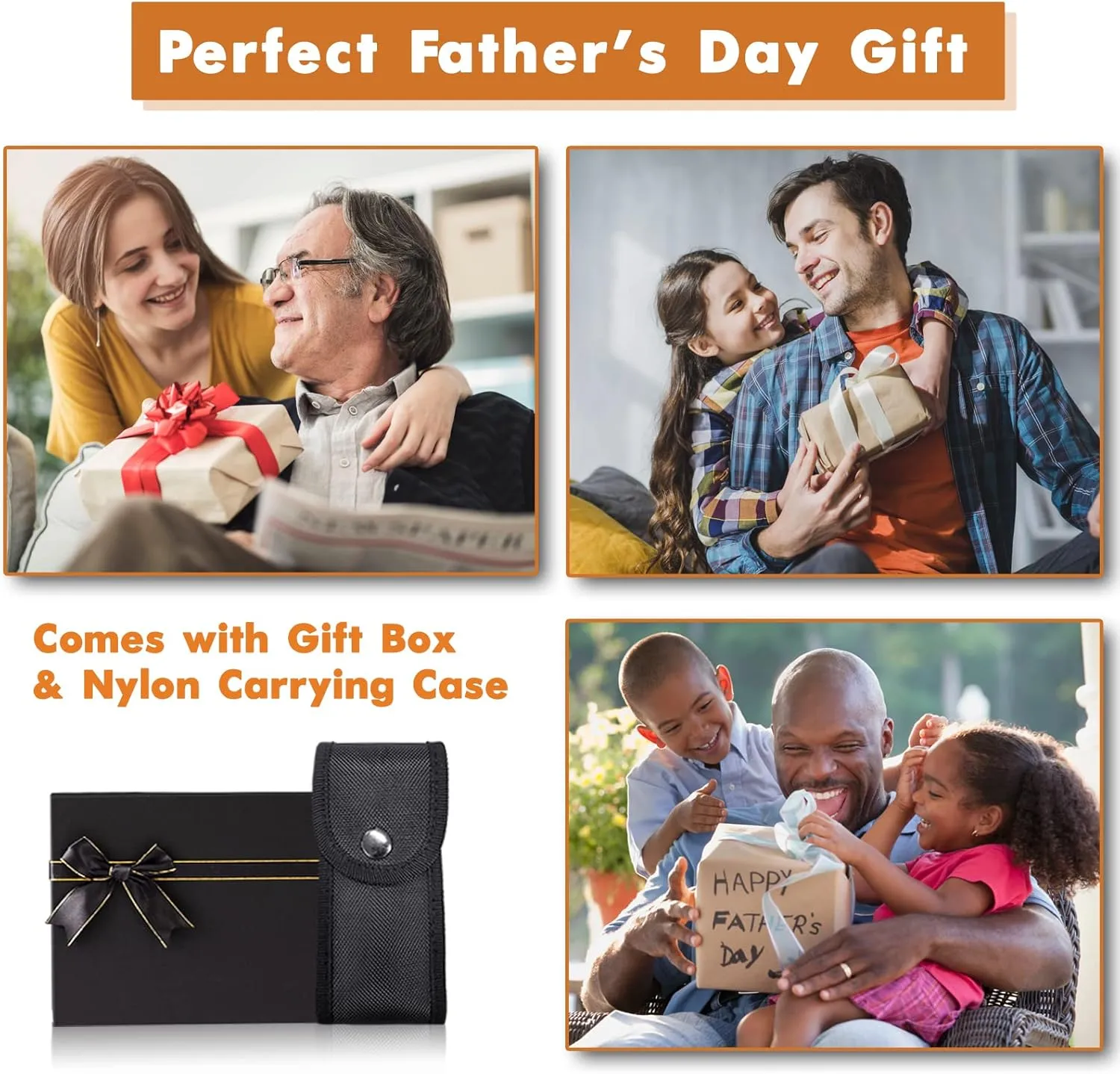 Father's Day Gifts for Men from Daughter Son Wife, Hammer Multitool Cool Gadgets Multi Tool with Gift Box Carrying Case Birthday Stocking Stuffers for Husband Him(Orange)