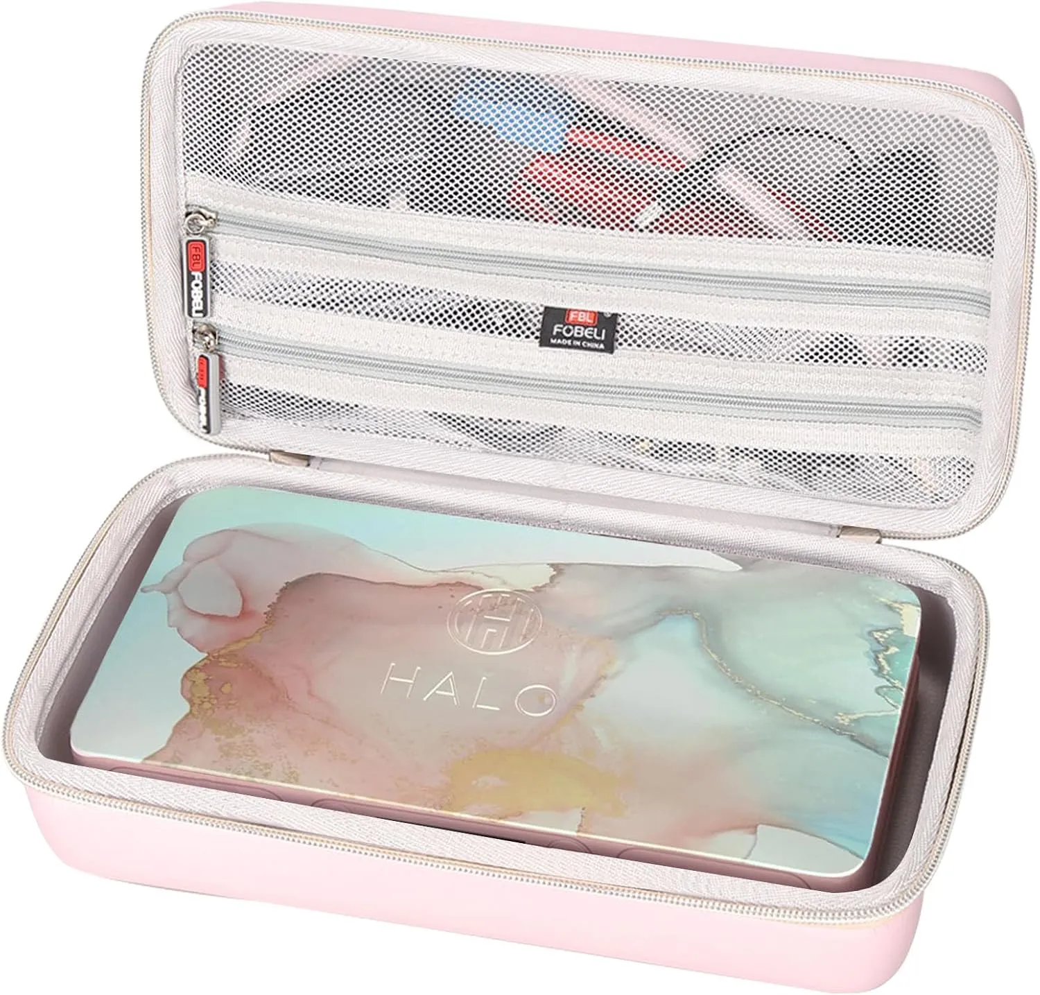 FBLFOBELI Hard Carrying Case for Halo Bolt Ultimate 2.0 & 3.0/for Halo Bolt Air   55500 1750/for Halo Bolt Air 58830 Portable Vehicle Jump Starter with Air Compressor (Case Only) (Rose Gold)