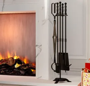 Fire Beauty Fireplace Tools Set 5 Pieces Wrought Iron Fire Tool Set for Outdoor/Indoor Fireplace Accessories Set