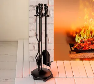 Fire Beauty Fireplace Tools Set 5 Pieces Wrought Iron Fire Tool Set for Outdoor/Indoor Fireplace Accessories Set
