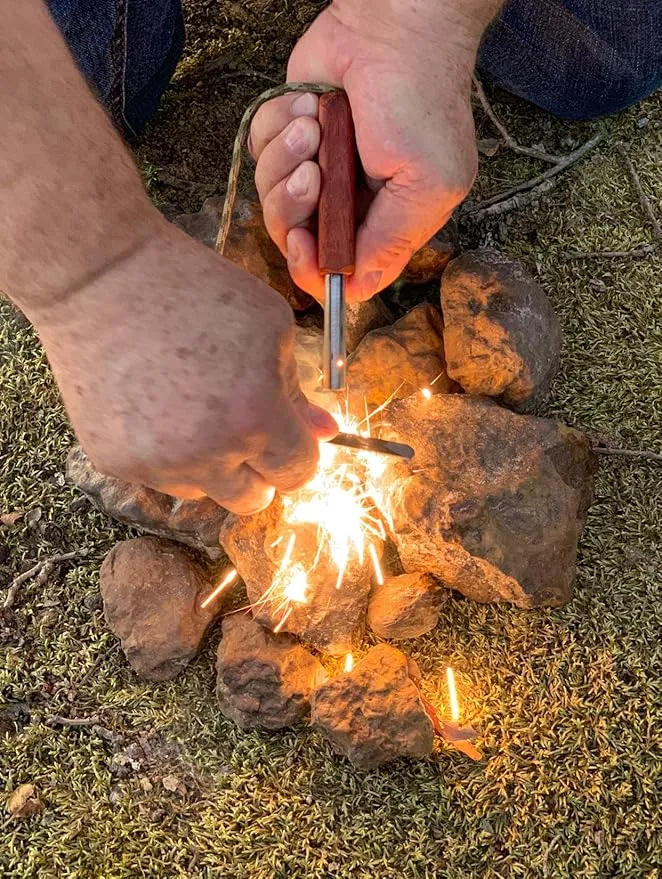 Fire Fast Fire Fly. European Fire Steel Ferro Rod and Magnesium. Compact Feather Weight Emergency Fire Starter for Camping, Backpacking, Hiking.
