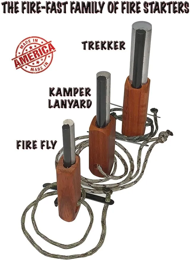 Fire Fast Fire Fly. European Fire Steel Ferro Rod and Magnesium. Compact Feather Weight Emergency Fire Starter for Camping, Backpacking, Hiking.