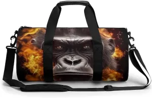 Fire Monkey Face Novelty Large Duffel Bag Lightweight Gym Bag Travel Tote Bags