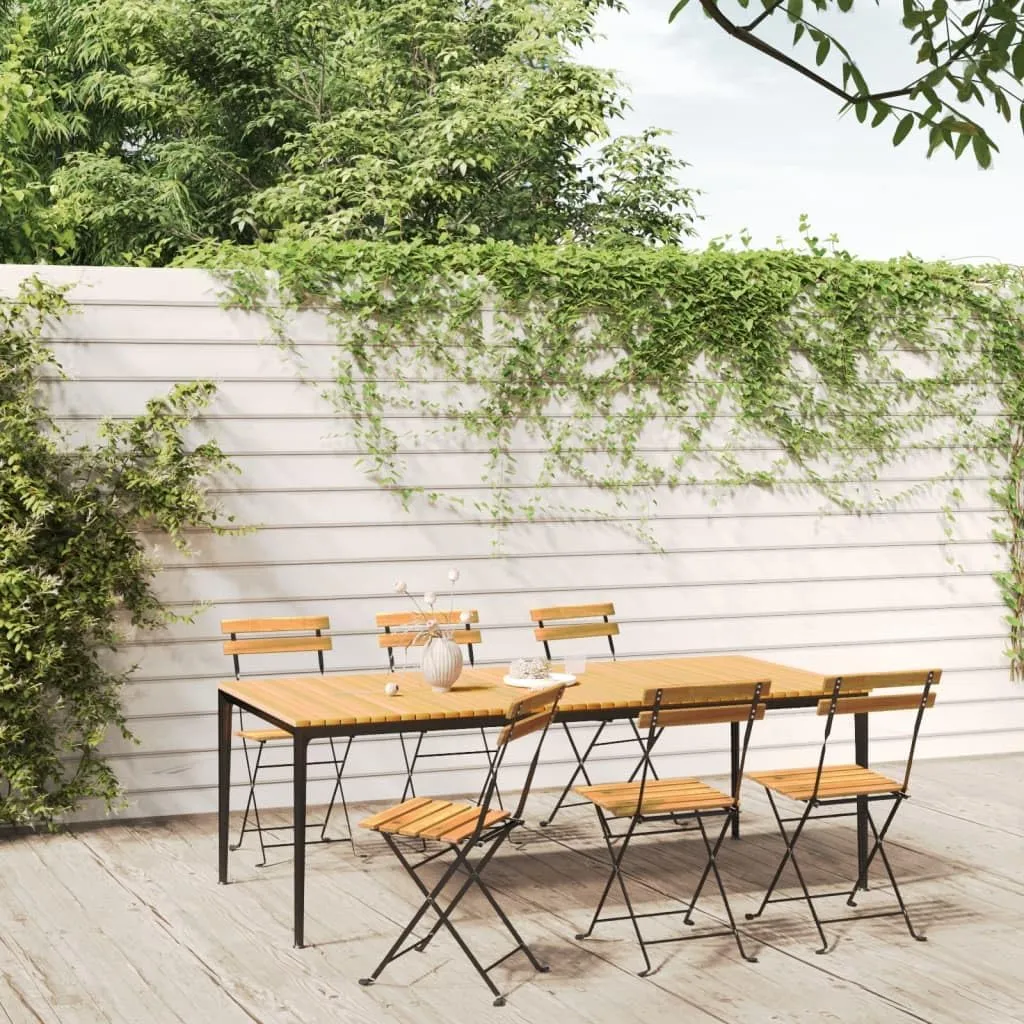 fire Pit Chairs,high Chair,Patio Furniture,Beach Chair,Folding Patio Chairs 6 pcs Steel and Solid Wood AcaciaFor Gardens, patios, Balconies