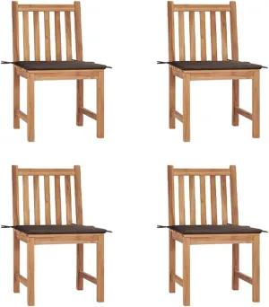 fire Pit Chairs,high Chair,Patio Furniture,Beach Chair,Patio Chairs 4 pcs with Cushions Solid Teak WoodFor Gardens, patios, Balconies