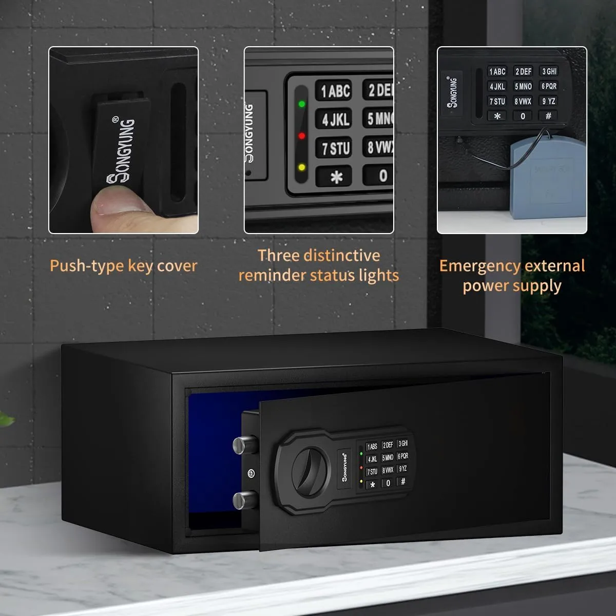 Fire Resistant Safe Box with Fireproof Waterproof Bag and Sensor Light,0.7 Cubic Feet Money Safe with Emergency External Power Supply,Electronic Digital Security Safe