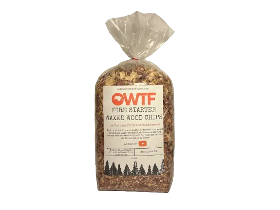 Fire Starter Bundle Waxed Cedar Wood Chips 2lbs - Free OWTF Hat