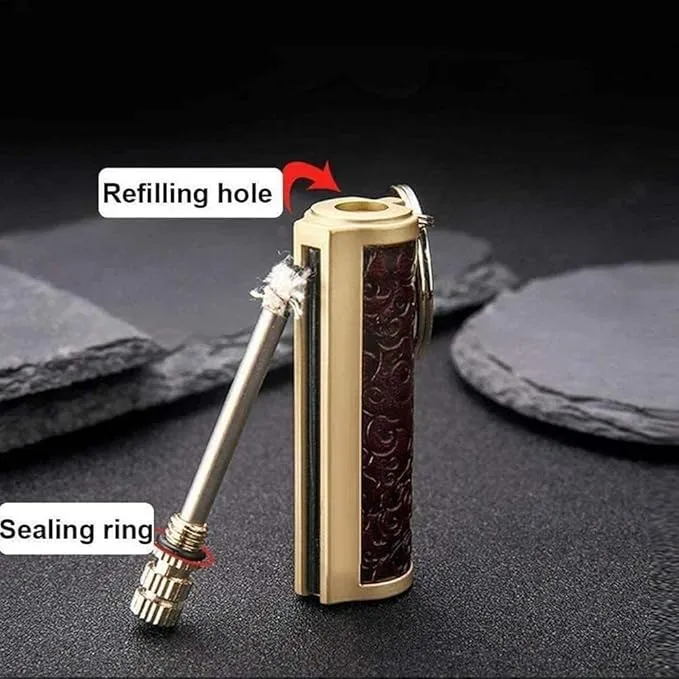 Fire Starter Lighter Waterproof Flint Match Outdoor Camping Permanent Metal Matchstick with Keychain(Sold Without Fluid) (Red Red)