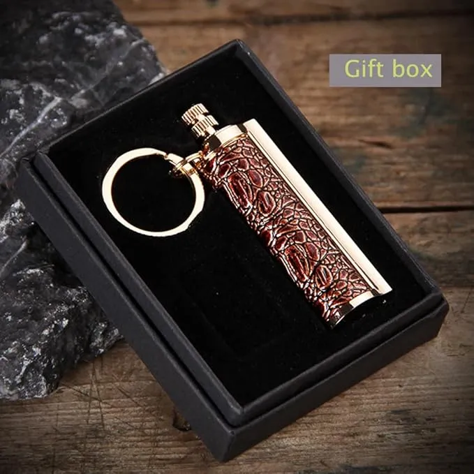 Fire Starter Lighter Waterproof Flint Match Outdoor Camping Permanent Metal Matchstick with Keychain(Sold Without Fluid) (Red Red)
