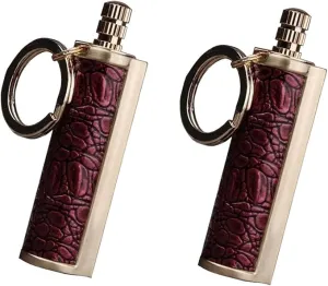 Fire Starter Lighter Waterproof Flint Match Outdoor Camping Permanent Metal Matchstick with Keychain(Sold Without Fluid) (Red Red)