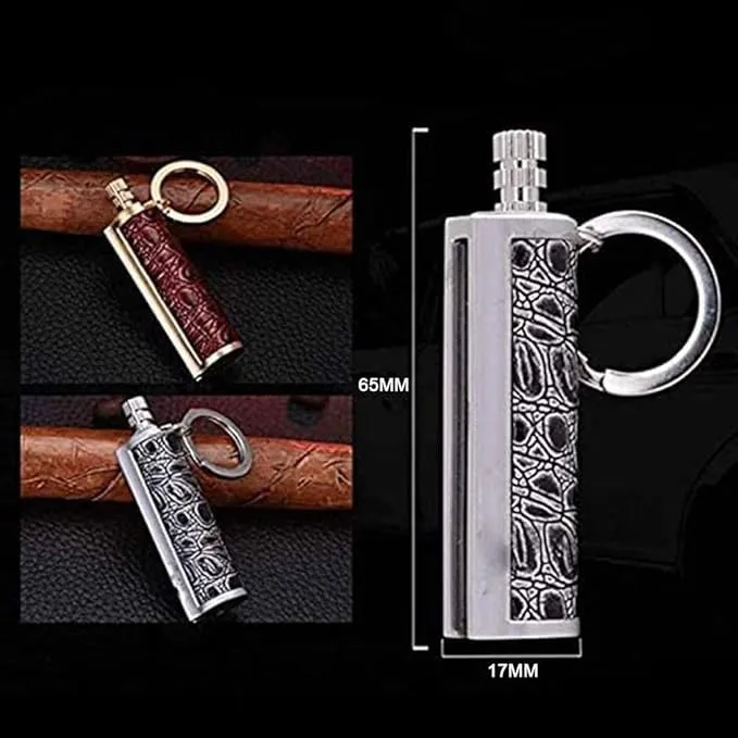 Fire Starter Lighter Waterproof Flint Match Outdoor Camping Permanent Metal Matchstick with Keychain(Sold Without Fluid) (Red Red)