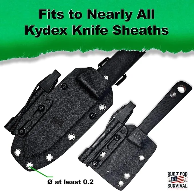 Fire Steel Holder for Kydex Sheath with Fire Steel, fire Starter kit, Camping Essentials, Survival kit, Outdoor, bushcraft, Knife Sheath, Magnesium fire Starter, Flint fire Starter,