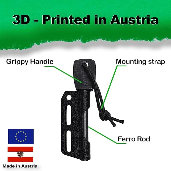 Fire Steel Holder for Kydex Sheath with Fire Steel, fire Starter kit, Camping Essentials, Survival kit, Outdoor, bushcraft, Knife Sheath, Magnesium fire Starter, Flint fire Starter,