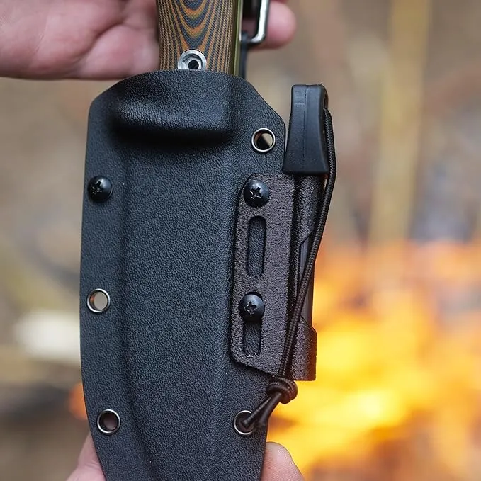 Fire Steel Holder for Kydex Sheath with Fire Steel, fire Starter kit, Camping Essentials, Survival kit, Outdoor, bushcraft, Knife Sheath, Magnesium fire Starter, Flint fire Starter,